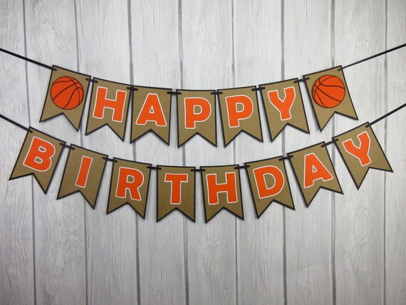 Banniere De Joyeux Anniversaire De Basket Ball Banniere De Etsy