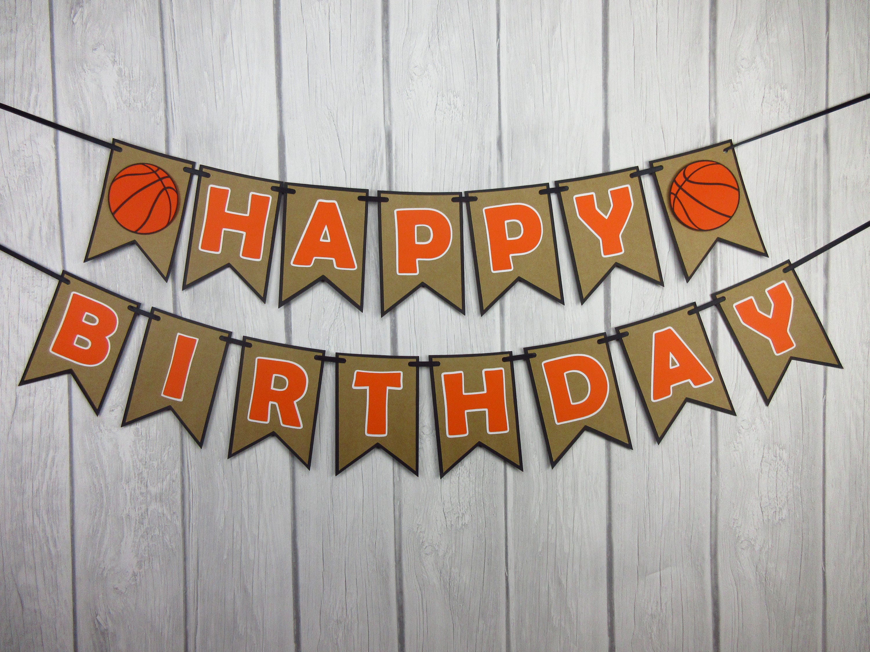 Basketball Happy Birthday Banner Basketball Banner Etsy