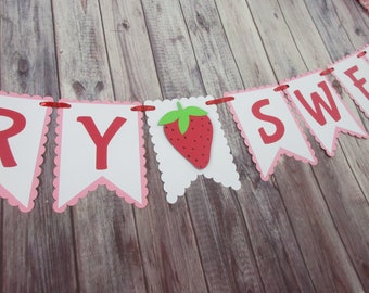 Berry Sweet Birthday - Strawberry Banner - Strawberry Party - Strawberry Birthday Banner - ONE Banner - 1st Birthday Strawberry Banner