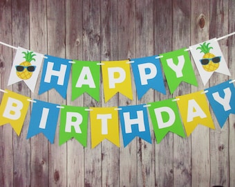 Pineapple Banner - Pineapple Photo Prop - Pineapple Happy Birthday Banner - Pineapple Party Decor - Fruity Birthday