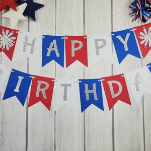 Happy Birthday Banner Red White And Blue 4Th Of July Happy Birthday Banner Red White And Blue Birthday - Etsy