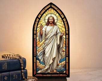 Jesus Acrylic Book Nook, Christian Candle Holder, Religious Shelf Insert, Christian Prayer Gift, Faith Decor