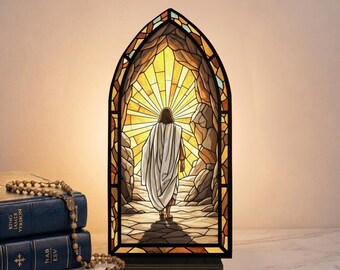 He Is Risen Acrylic Book Nook, Christian Candle Holder, Jesus Book Nook, Religious Shelf Insert, Christian Prayer Gift, Faith Decor