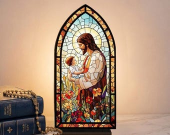 Jesus Loves Children Acrylic Book Nook, Christian Candle Holder, Jesus Book Nook, Religious Shelf Insert, Christian Prayer Gift, Faith Decor