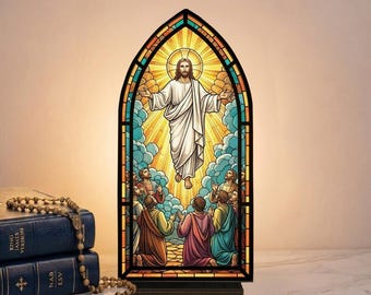 Jesus Ascension Acrylic Book Nook, Christian Candle Holder, Religious Shelf Insert, Christian Prayer Gift, Faith Decor