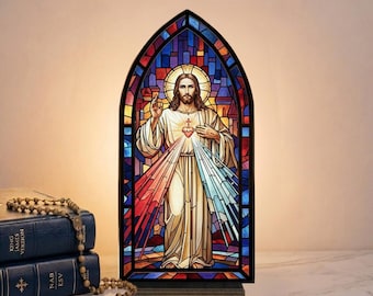 Jesus Acrylic Book Nook, Divine Mercy Shelf Decor, Christian Candle Holder, Religious Shelf Insert, Christian Prayer Gift, Faith Decor