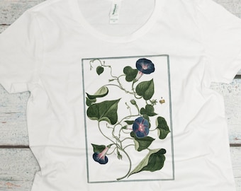 Morning Glory Trumpet Flower Tee, Women's Organic Cotton Top