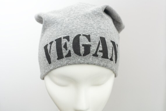 Herbivore Adult Unisex Organic Cotton Knit Beanie Slouch Hat is Screen Printed in Eco-Friendly Water-Based Non-Toxic Ink