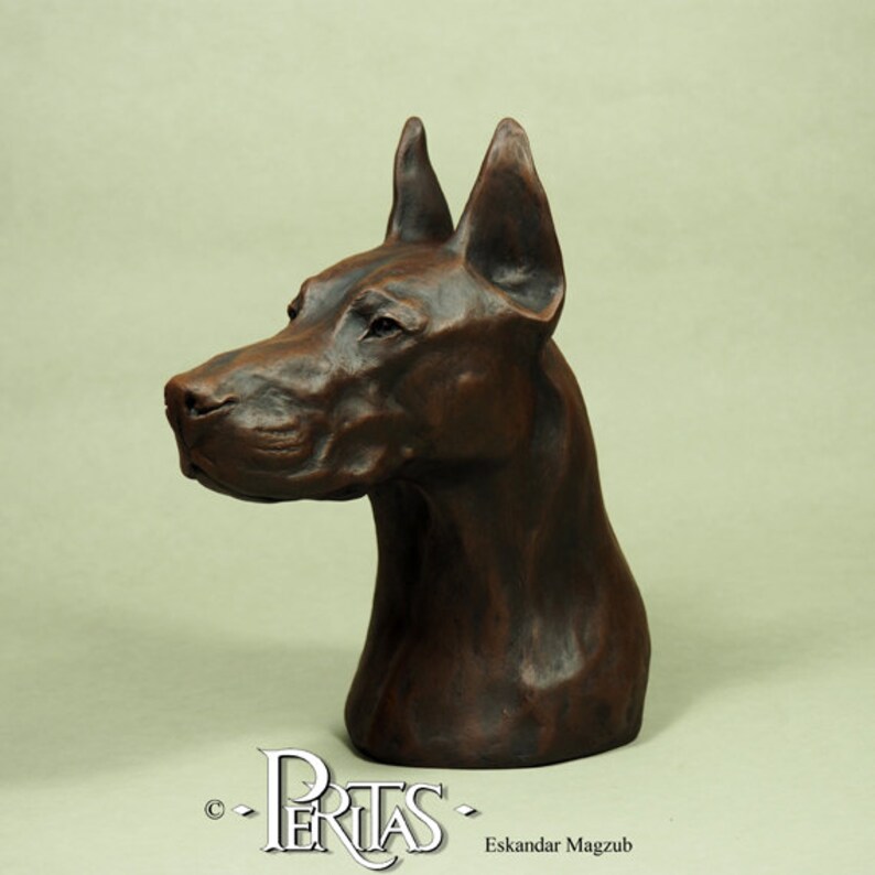Doberman dog cast stone sculpture Dobermann Pinscher by | Etsy