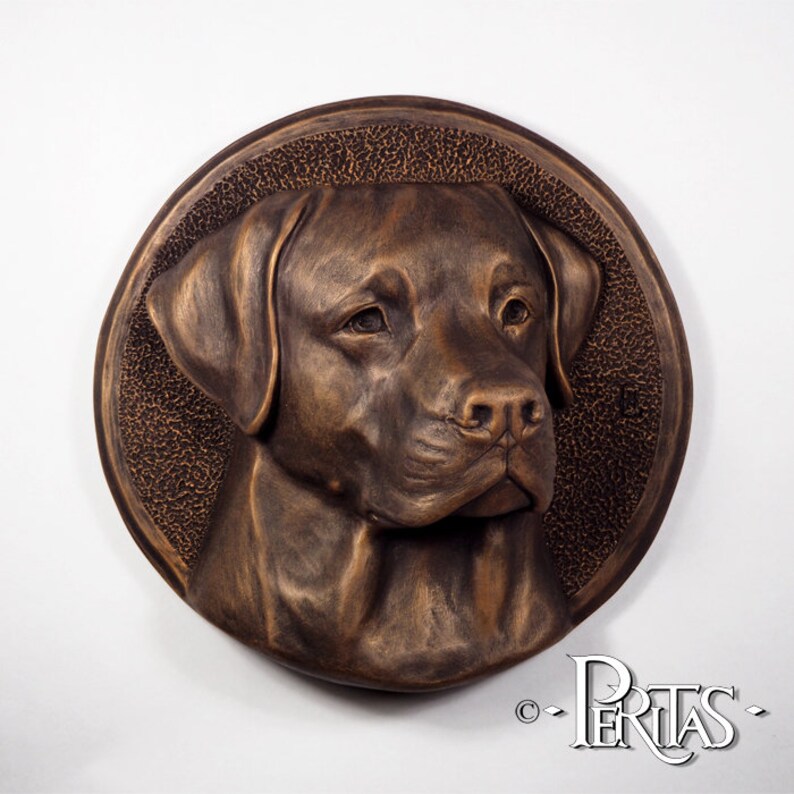 Labrador Retriever Dog Cast Stone Wall Sculpture by PERITAS Etsy