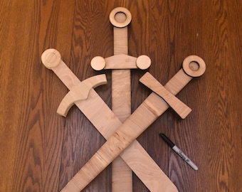 Sword Pattern outline .svg file for laser cutting and woodworking -- Party favor swords, toy swords, fairy tale swords