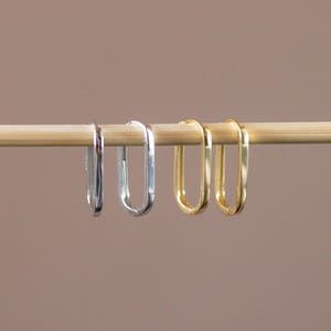 18k Gold Vermeil Rectangle Hoop Earrings - Sterling Silver