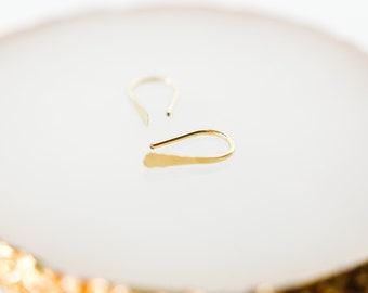 14k Gold Filled hammered Horseshoe Earrings - Small Minimalist Open Hoops - Petite Arch Earrings - Simple Wire Half Hoop - Stud Earrings