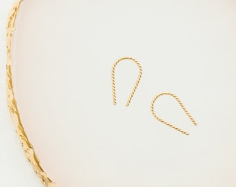 14k Gold Filled Horseshoe Hoop - Dainty Wire Open Hoop - Braided Wire Earrings - Twisted Wire Arch Earrings - Horseshoe Earrings