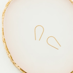14k Gold Filled Horseshoe Hoop Dainty Wire Open Hoop Braided Wire Earrings Twisted Wire Arch Earrings Horseshoe Earrings image 1