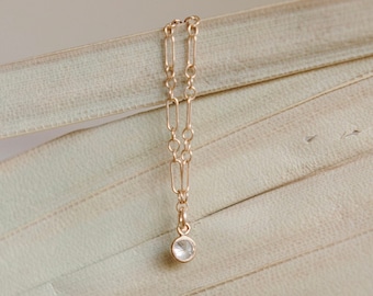 14k Gold Filled Dainty Charm Necklace - Everyday Necklace - Simple Elegant Tiny Diamond Necklace - Hypoallergenic