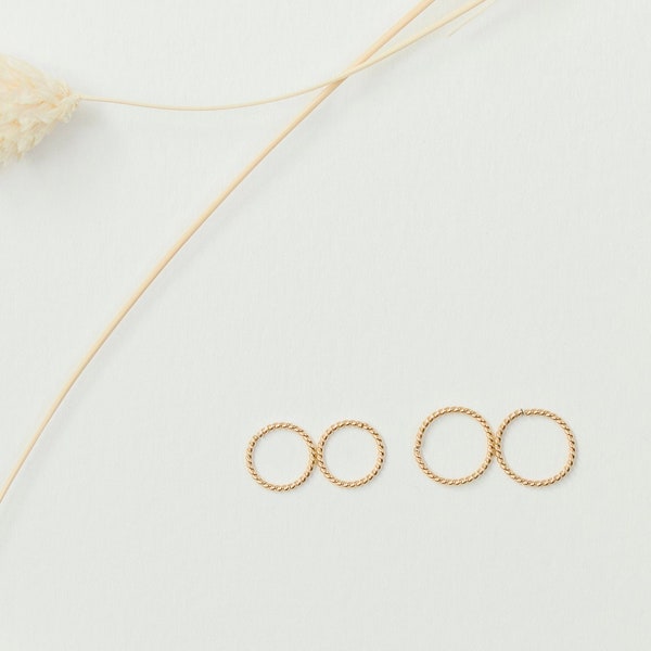 14k Gold Filled Backless Rope Wire Hoops - Tiny Backless Hoops - Everyday Wire Hoop Earring - Tiny Wire Hoop - Thin Backless Earring - Gift