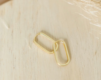 18k Gold Vermeil Rectangle Hoop - Long Rectangle Hoops - Modern Earrings - Ear Stack - Hypoallergenic - Sterling Silver - Gift For Her
