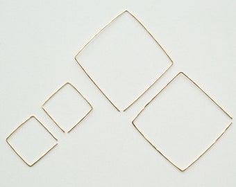 14k Gold-Filled Square Hoops - Open Hoop Threader Earrings - Modern Minimalist Hoops - Backless Earrings - Threader Hoops - Gift For Her