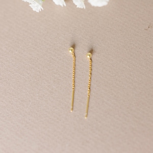 18K Gold Vermeil Chain Stud Earrings: Hypoallergenic Sterling Silver