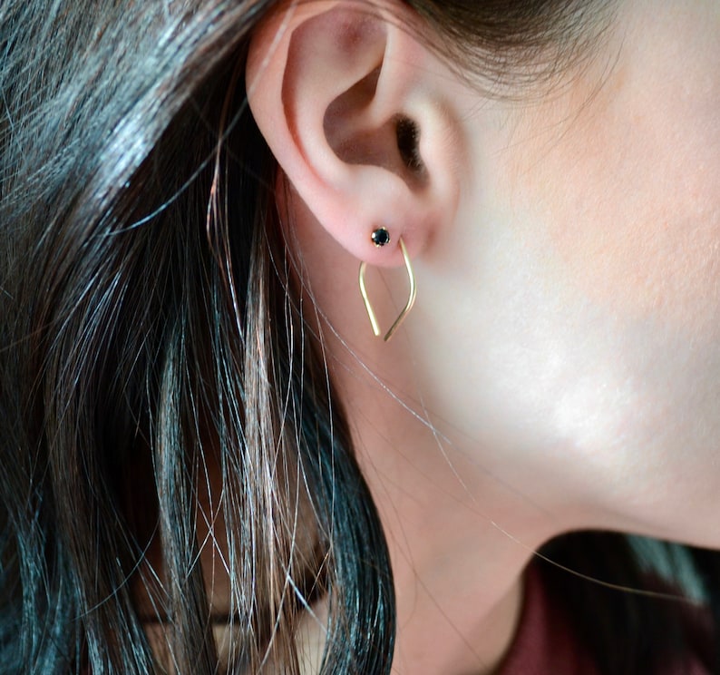 14k Gold Filled Petal Threader Earring Gold Wire Earring | Etsy