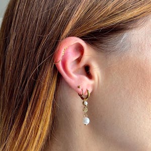 Stainless Steel Pearl Hoop Earrings: Hypoallergenic Minimalist Hoops