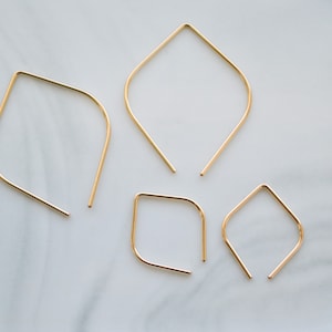 14k Gold Filled Petal Threader Earring - Gold Wire Earring - Small Everyday Earrings - Small Open Hoop - Threader Hoop - Gift For Her