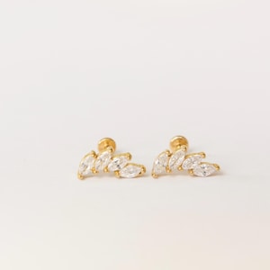 Titanium Flat Back Stud Earrings: Hypoallergenic Simulated Diamond