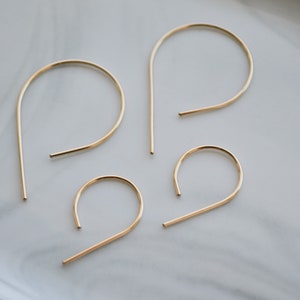 14k Gold Filled Arch Threader Hoops - Small Open Hoop Earrings - Everyday Threader Earring - Gold Earring - Threader Ear Wire - Gift For her