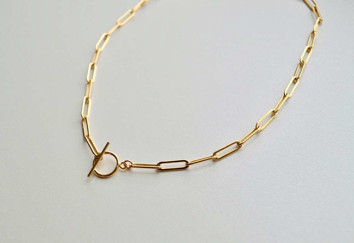 14k Gold Filled Toggle Clasp Necklace Gold Chain Necklace Etsy