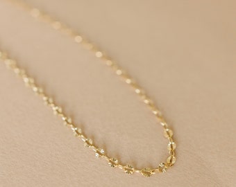 14k Gold Filled Disk Necklace - Sparkling Disk Chain Necklace - Hypoallergenic Gold Filled Necklace - Layering Textured Chain - Gift For Her