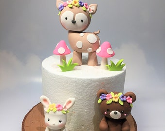 Woodland Animals with Flowers