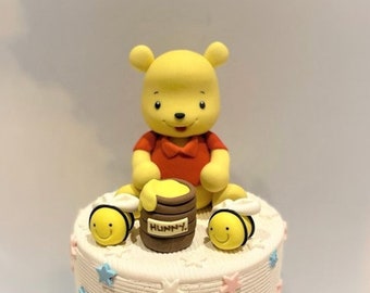 Handmade 3D Winnie the Pooh Fondant Cake Topper Set