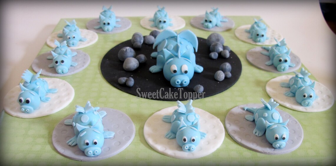Dragon Cupcake Topper Fondant Edible Handmade Cake and Etsy