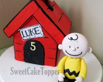 Handmade Snoopy & Charlie Fondant Cake Topper – Birthday Party Decoration