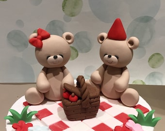 Teddy Bear Picnic Fondant Cake Topper