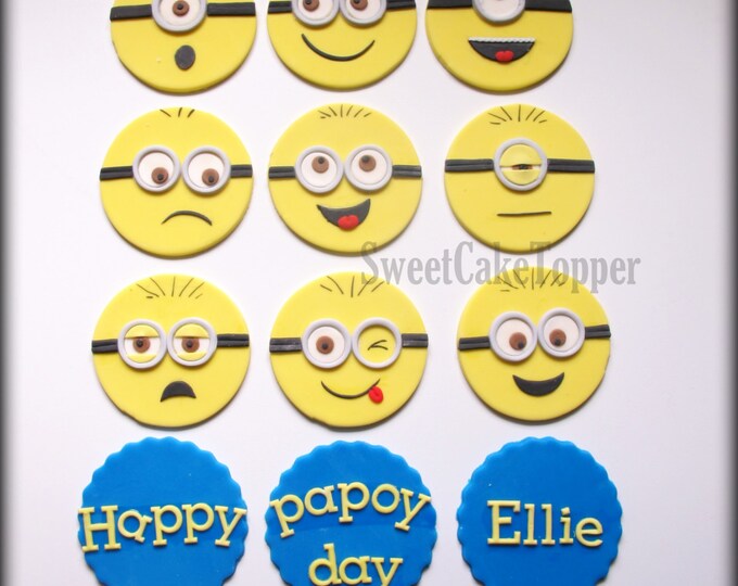 Minion Cupcake Topper Handmade Edible Despicable Me Inspired Cupcake