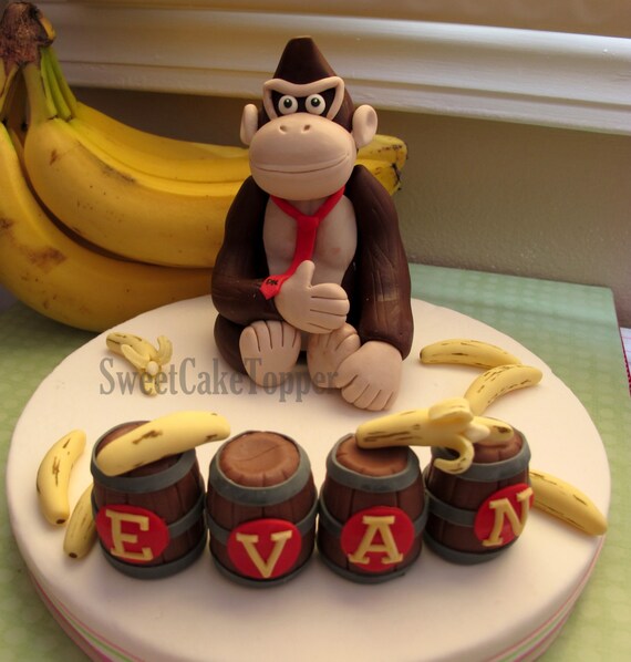 King Kong Inspired Fondant Cake Topper Handmade Edible Cake Etsy