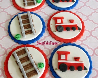 Choo Choo Train Fondant Cupcake Topper - 12 Pcs