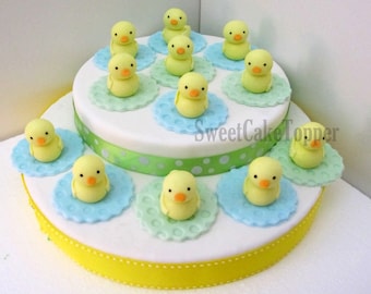 12 pieces duck cupcake toppers