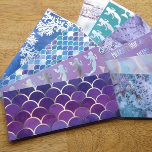 10 Laminated Cash Envelopes - Mermaid - Ocean - Foil - Laminated Envelopes - Cash Budgeting Envelopes