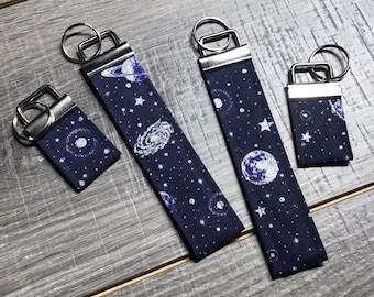 Space Key FOBs - Glitter Galaxy Keychain - Fabric Wristlet