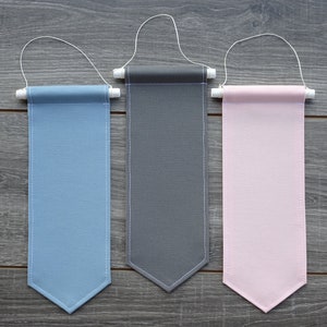 Mini Long Pin Banner Enamel Pin Display Pick Your Color Light Pink, Light Blue and Gray image 1