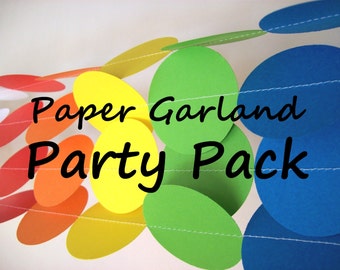 60 ft PARTY PACK - Birthday Party Paper Garland - Rainbow - Circus Party