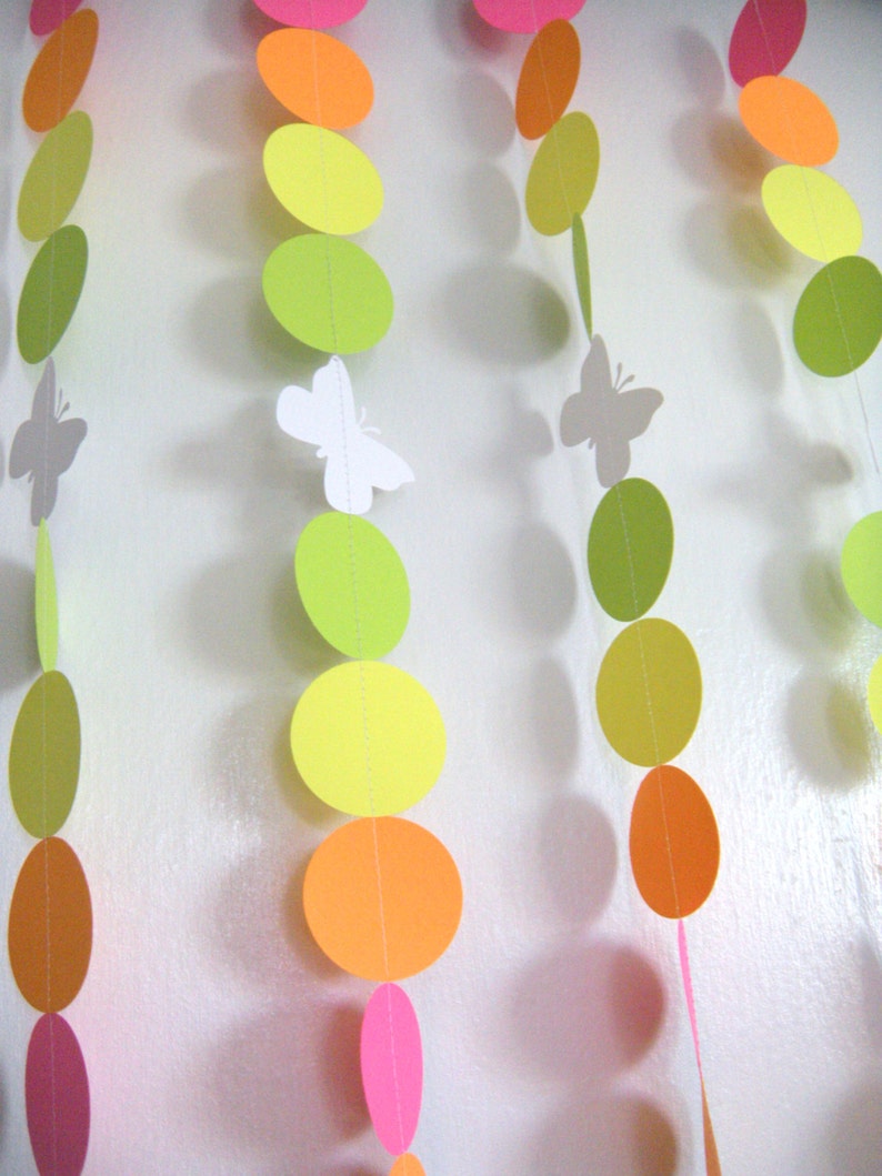 Ten 3 Foot Strands Childrens Party Neon Butterfly Birthday Party Paper Garland