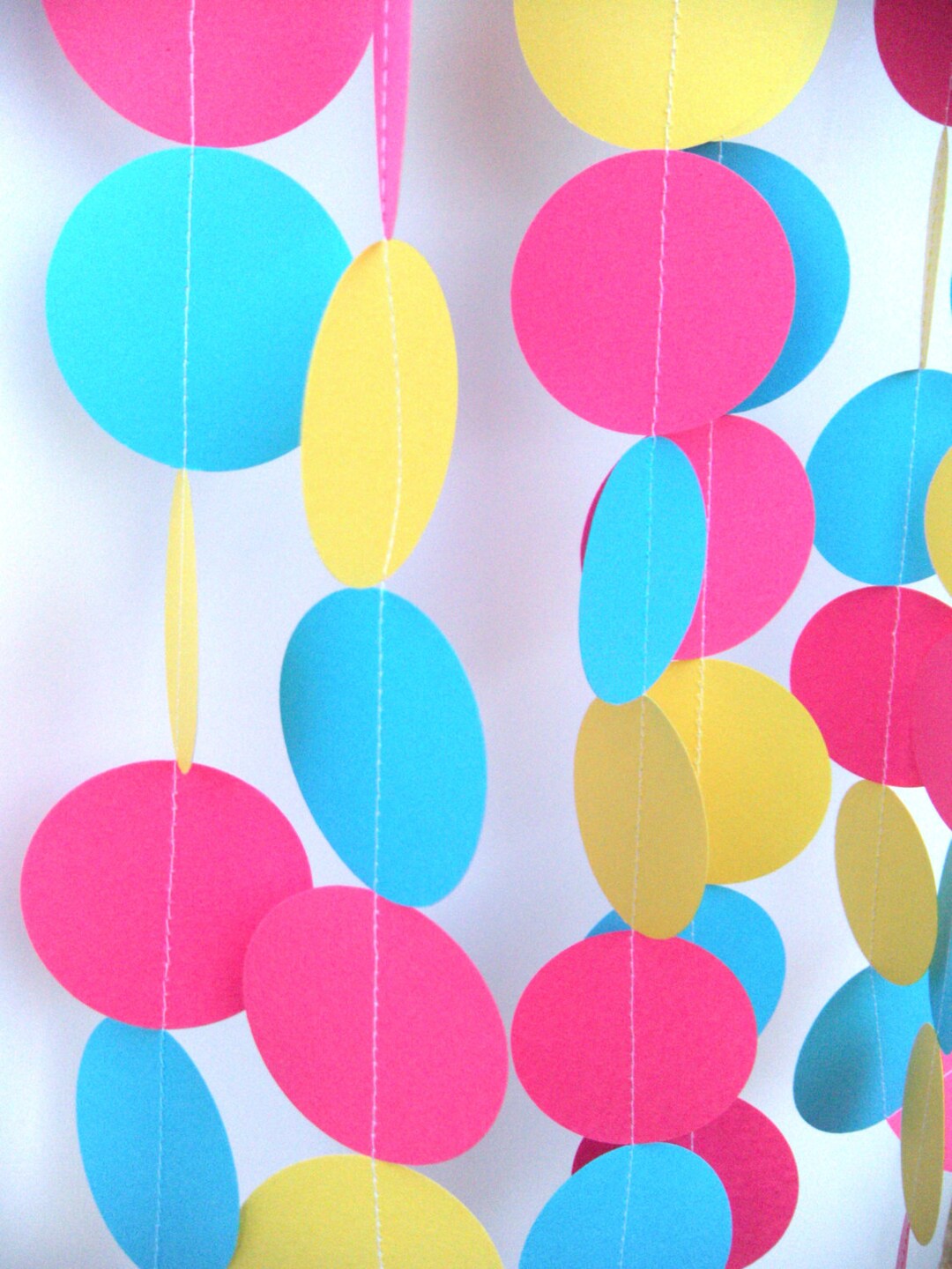 Birthday Party Paper Garland - Hot Pink, Yellow and Electric Blue - Etsy