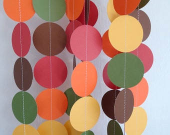 Birthday Party Paper Garland - Foliage - Red, Orange, Yellow, Green and Brown - Fall Autumn
