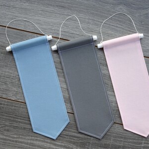Mini Long Pin Banner Enamel Pin Display Pick Your Color Light Pink, Light Blue and Gray image 2