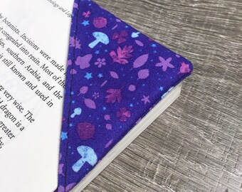 Purple Mushroom Bookmark - Fabric Corner Book Mark - Gift for Book Lover