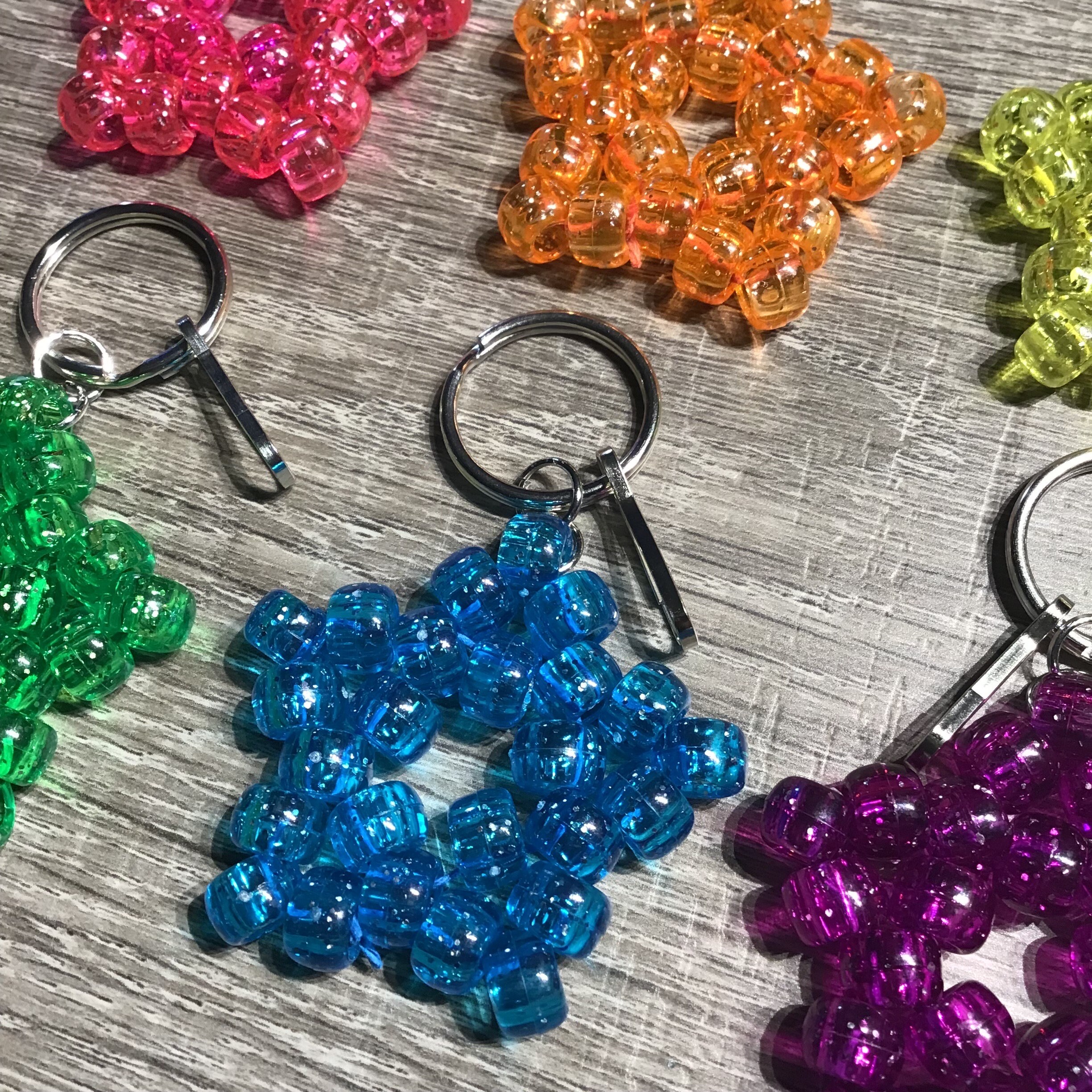 Kandi Star Keychain Set - Rainbow Key Chain Sets - Trinket Trading